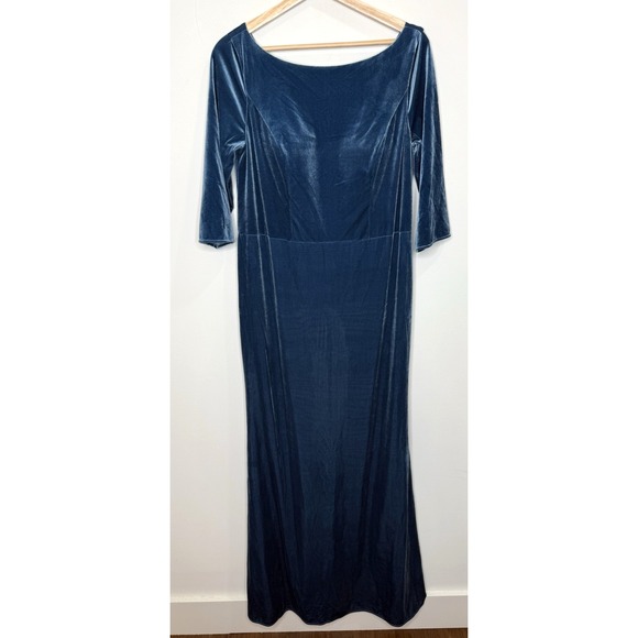 AW Bridal Lynn Dress Custom Midnight Navy Velvet Maxi Bridesmaid Mother Bride 10 - Picture 1 of 6